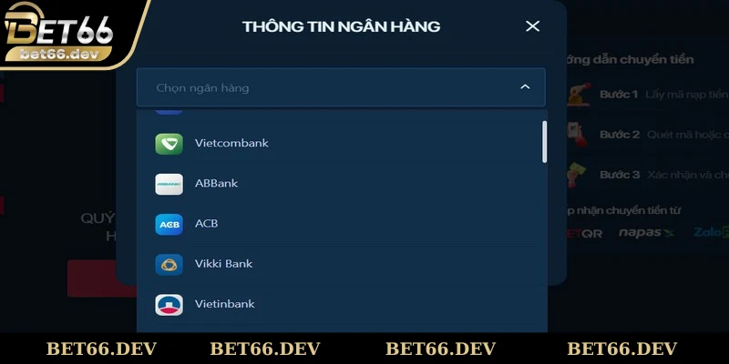 Nạp tiền Bet66 vô cùng tiện lợi với nhiều hình thức an toàn